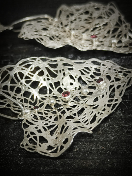 cercei argint dantelă cu granat lucrati manual Cluj [5]