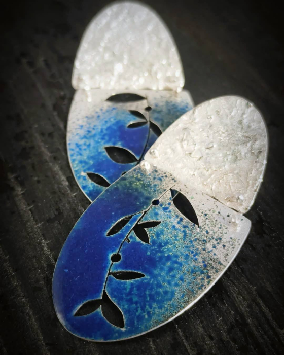 Cercei unicat din argint cu email albastru ultramarin- Liana Jewelry [5]