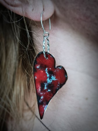 cercei argint cu email rosu si albastru lucrati manual în Cluj. [2]