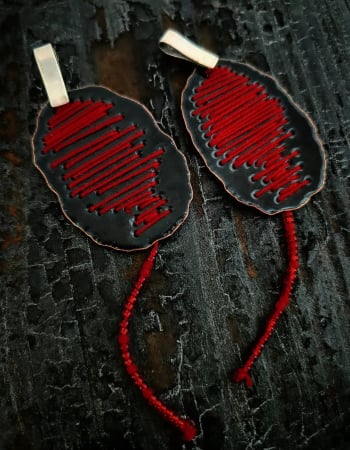 CERCEI - cercei argint cu email negru, lucrati manual în Cluj  bijuterie unicat din argint colectia Traditii Liana Jewelry