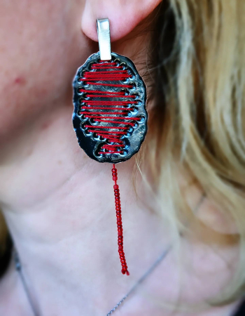 cercei argint cu email negru, lucrati manual în Cluj  bijuterie unicat din argint colectia Traditii Liana Jewelry [4]