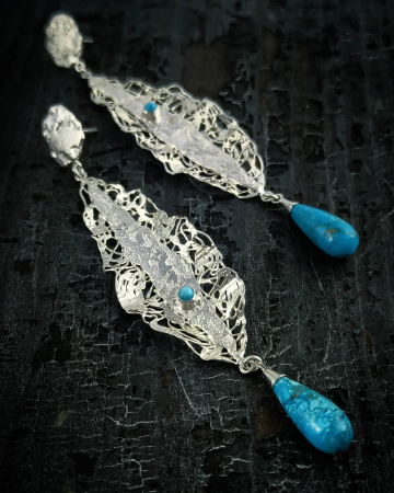CERCEI - Cercei unicat din argint cu turquoise- Liana Jewelry