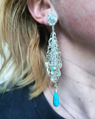 Cercei unicat din argint cu turquoise- Liana Jewelry [1]