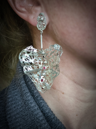 CERCEI - cercei argint dantelă cu granat lucrati manual Cluj