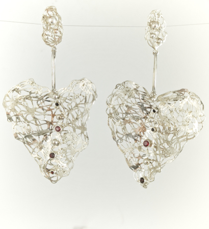 cercei argint dantelă cu granat lucrati manual Cluj [2]