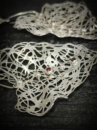 cercei argint dantelă cu granat lucrati manual Cluj [4]