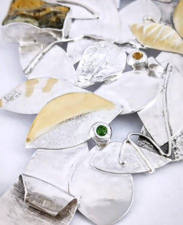 Colier unicat din argint masiv cu citrin, peridot, diopsid și jasp – lucrat manual | Liana Jewelry [5]