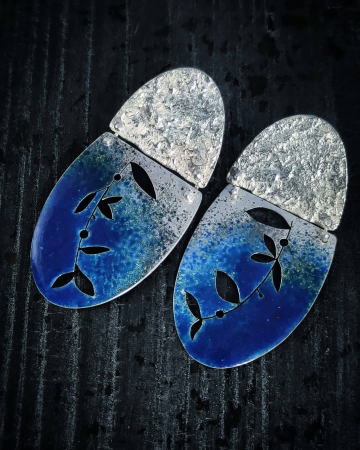 CERCEI - Cercei unicat din argint cu email albastru ultramarin- Liana Jewelry