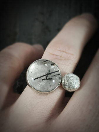 inel ''Sub clar de luna'' bijuterie uncat cu quart cu rutil [1]