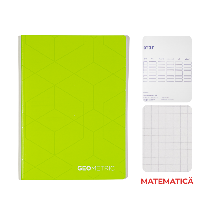 Caiet A4, 60 file, 80gsm, coperta carton 300gsm, design geometrics - matematica [1]