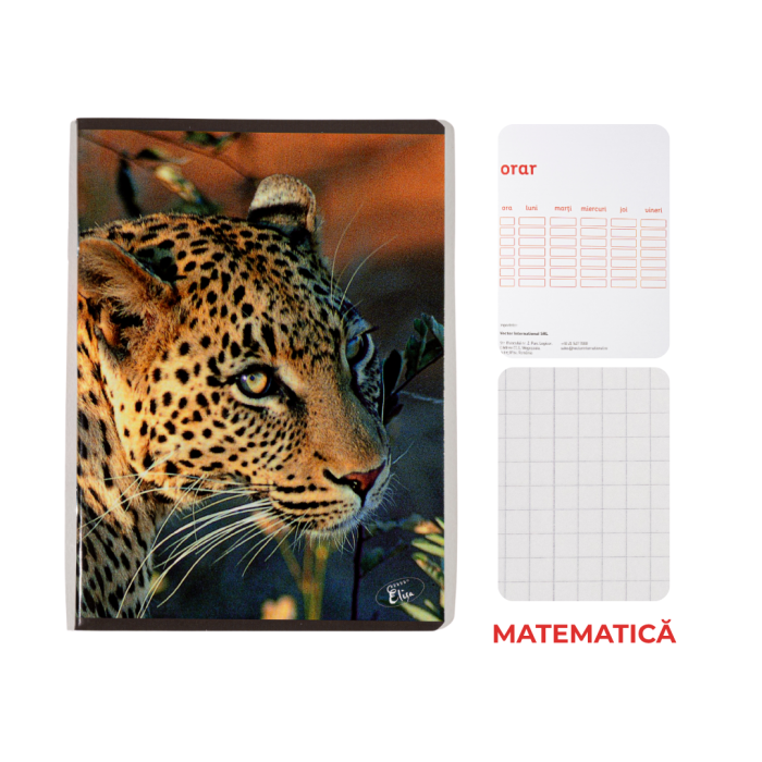 Caiet A5, 48 file, 80gsm, coperta carton 300gsm, design animals - matematica [1]