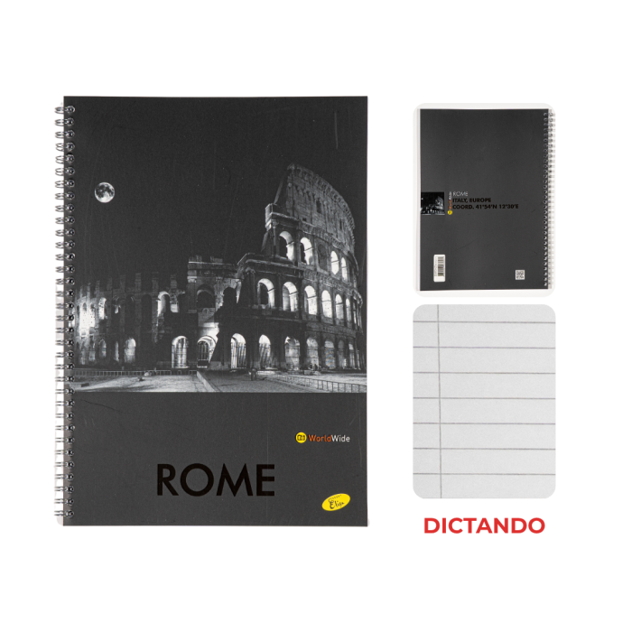 Caiet cu spirala, A4, 70 file, 70gsm, coperta carton 300gsm, design cities by night - dictando [1]
