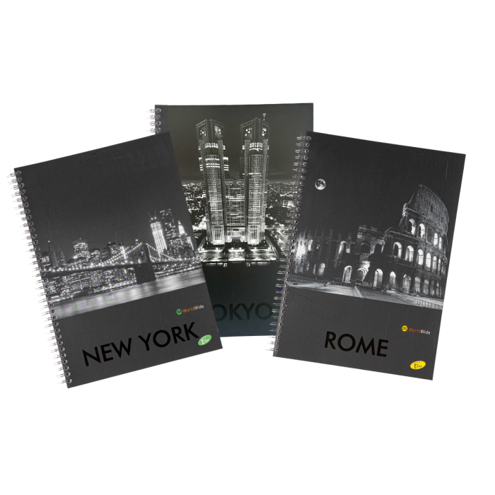 Caiet cu spirala, A4, 70 file, 70gsm, coperta carton 300gsm, design cities by night - dictando [2]