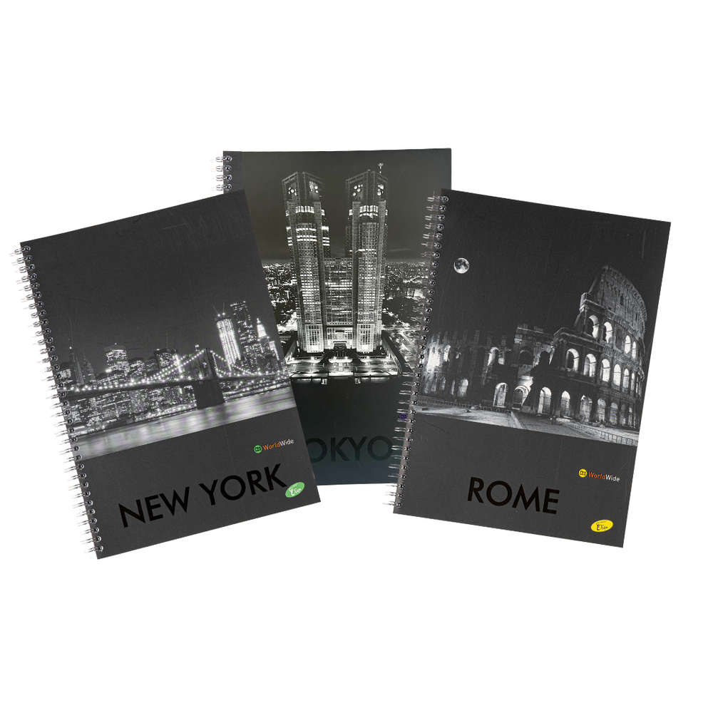 Caiet cu spirala, A4, 70 file, 70gsm, coperta carton 300gsm, design cities by night - matematica [2]