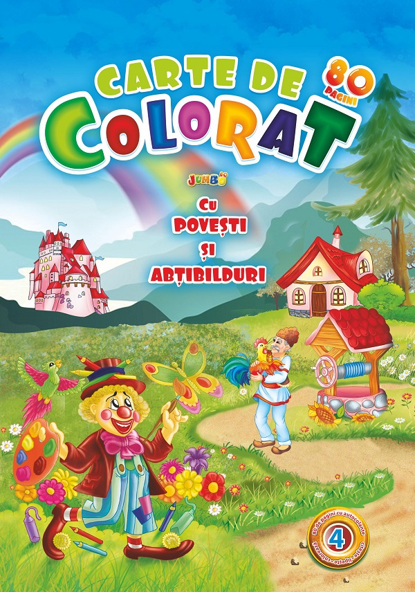 Carte de colorat Jumbo 4 cu povesti si abtibilduri [1]