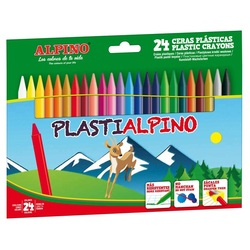 Creioane cerate din plastic, cutie carton, 24 culori/cutie, Plasti ALPINO [1]
