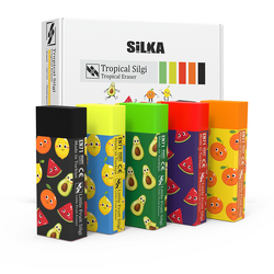Display radiere pt creion, nu lasa reziduuri, 20buc/display, SILKA Tropical - design fructe [1]