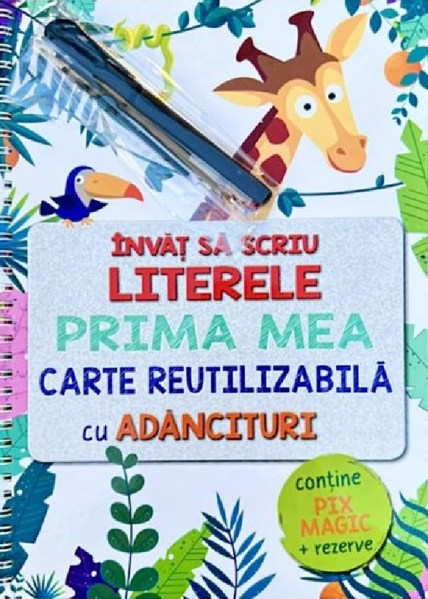 Invat sa scriu literele. Prima mea carte reutilizabila cu adancituri + pix magic si rezerve [1]