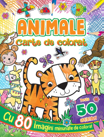 Carti cu abtibilduri - Animale. Carte de colorat cu peste 50 abtibilduri