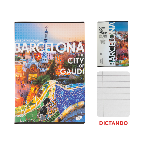 Caiet A4, 60 file, 80gsm, coperta carton 300gsm, design cities of the world - dictando