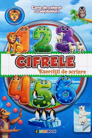 Carti de colorat - Carte de colorat cu abtibilduri Cifrele exercitii de scriere