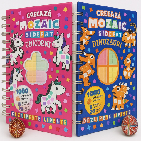 Carti cu activitati - Creeaza mozaic sidefat. Unicorni