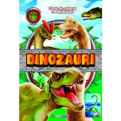 Dinozauri-Carte de colorat cu abtibilduri