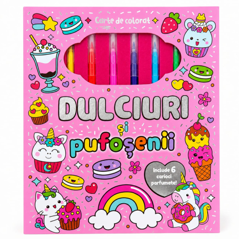 Carti cu activitati - Dulciuri si pufosenii - 6 carioci parfumate