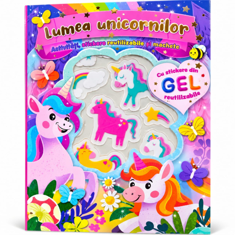 Lumea Unicornilor cu stickere din gel reutilizabile
