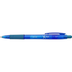 Articole Scolare - Pix PENAC X Ball, rubber grip, 0.7mm, clema plastic, corp transparent albastru
