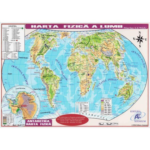 HARTI - Plansa: Harta lumii. Harta politica, harta fizica A4