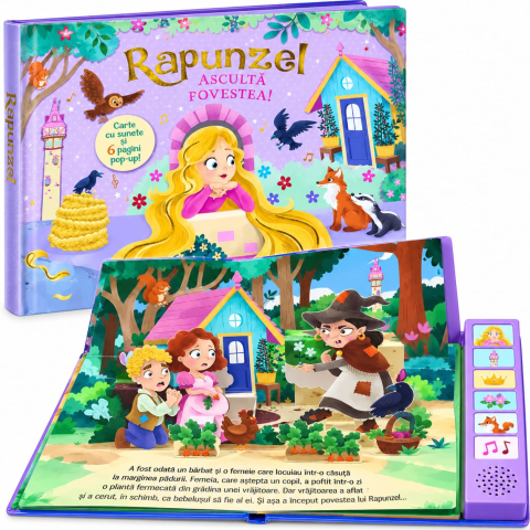 Carti cu sunete - Rapunzel-Asculta Povestea-6 Pagini Pop-Up