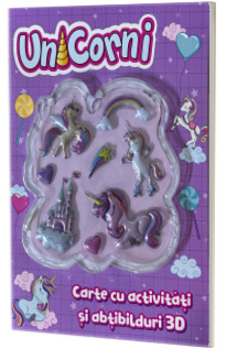 Carti cu activitati - Unicorni Carte cu activitati si abtibilduri 3D