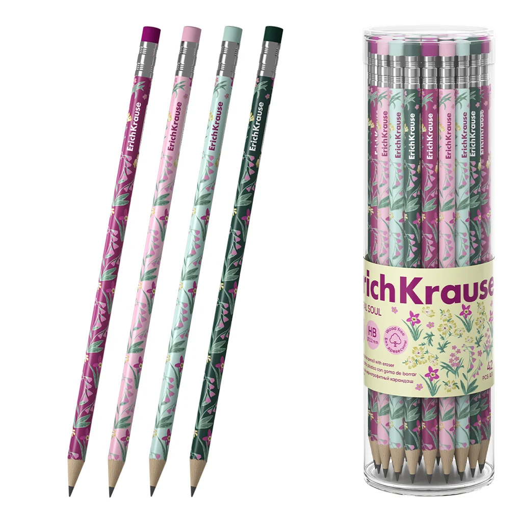 Creion grafit ErichKrause Floral, corp rotund, modele asortate [2]