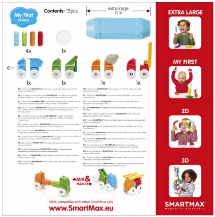 Joc magnetic Smart Max, My First Vehicles, Primele mele vehicule, 13 piese [2]