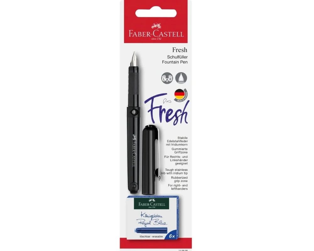 Stilouri - Stilou Școlar Vario cu 6 Cartușe de Cerneală Royal Blue Faber-Castell