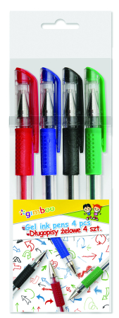 Papetărie - Set 4 pixuri cu gel Gimboo Clasic, 0,3 mm, 4 culori