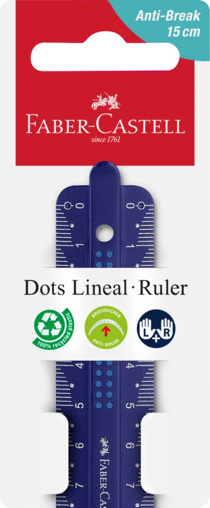 Măsurare și trasare - Riglă 15 cm Dots din Plastic Reciclat Faber-Castell
