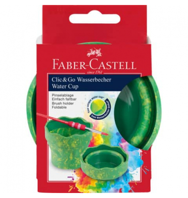 Accesorii pentru pictură - Cutie Apă Click & Go Verde Marmorat Dinozauri Faber-Castell