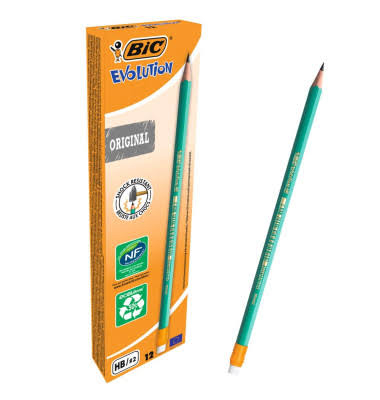 Creioane grafit - Creion grafit BIC Evolution HB cu radieră, verde