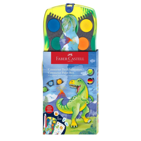 Pictură și desen - Acuarele 12 Culori Conector Dinozauri Faber-Castell