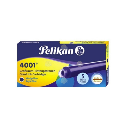 Rezerve stilouri - Cartușe mari cerneală Pelikan 4001 Royal Blue, 5 bucăți