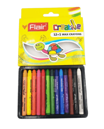 Papetărie - Creioane cerate Flair Creative Wax Crayons 12+1 culori
