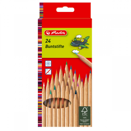 Creioane colorate - Set 24 creioane color Natur hexagonale Herlitz