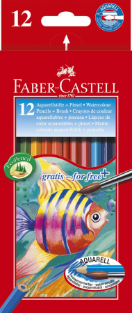 Rechizite scolare - CREIOANE COLORATE ACUARELA 12 BUC + PENSULA FABER-CASTELL