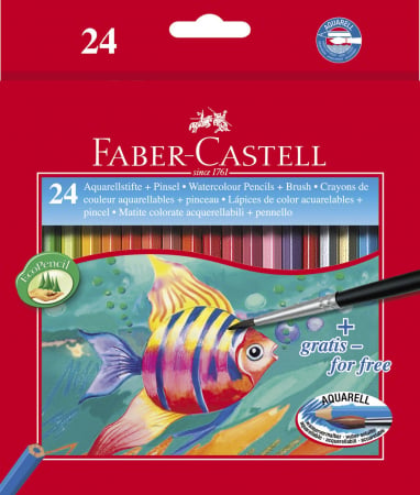 Rechizite scolare - CREIOANE COLORATE ACUARELA 24 BUC + PENSULA FABER-CASTELL