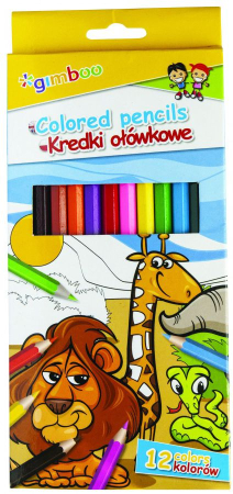 Papetărie - Creioane colorate GIMBOO, 12 culori