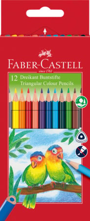 Papetărie - Creioane Colorate Triunghiulare 12 Culori + Ascuțitoare Eco Faber-Castell