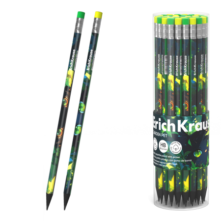 Creioane grafit - Creion grafit ErichKrause Garden Pet HB, triunghiular, cu radieră