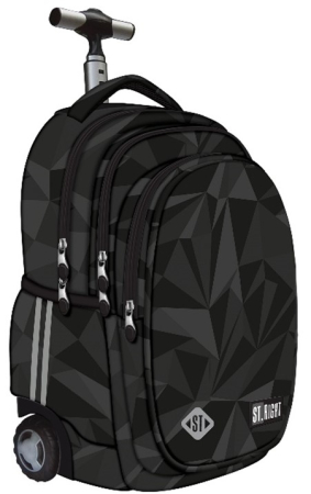 Ghiozdane cu Roți - Ghiozdan cu Roți ST.RIGHT Geometric Grey (Troller Școlar), 45 × 32 × 26 cm